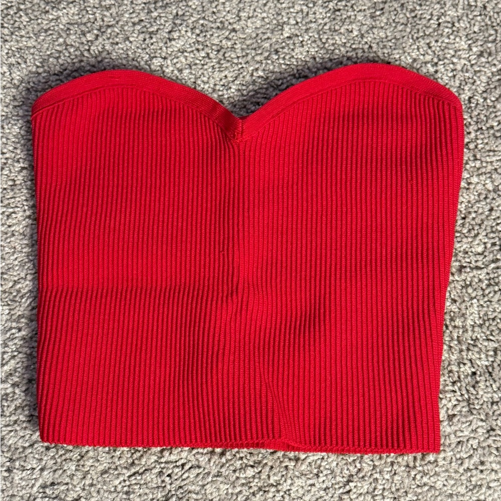Aritzia Babaton Red Ribbed Corset Top